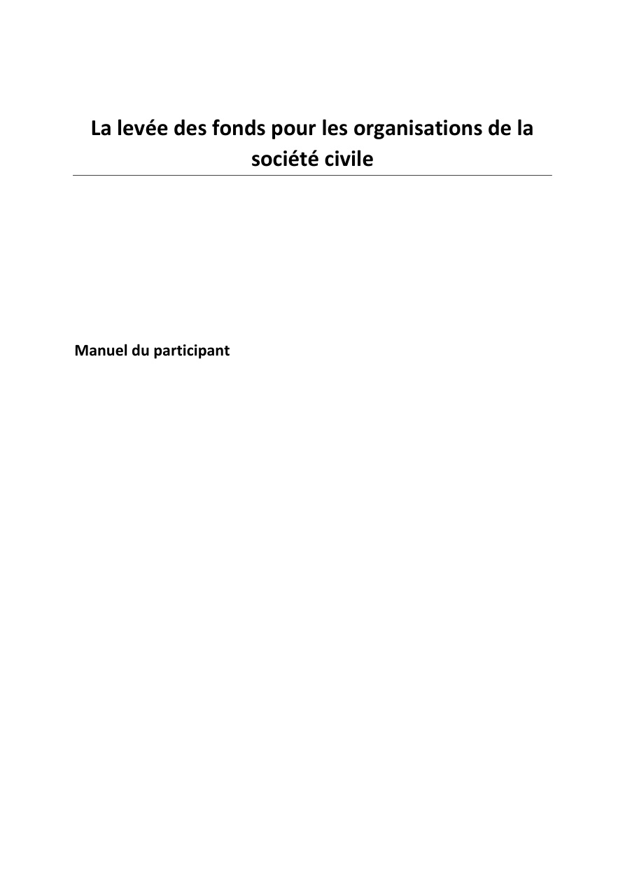 La levée des fonds pour les organisations de la société civile